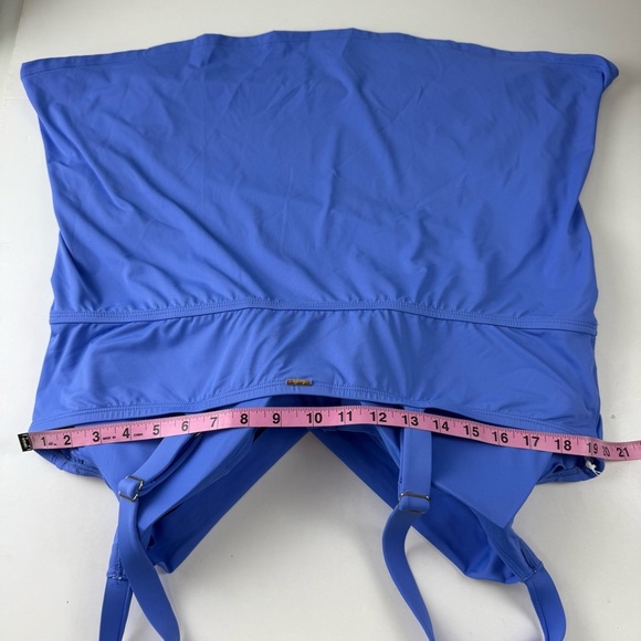Anne Cole Tankini Swim Top Womens 24W Periwinkle Blue Ruched Underwire Plus Size - Picture 8 of 10